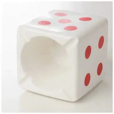 Ceramic Ashtray | White Square Dice Cube Design | Glazed Porcelain Ziya Blue Ziya Blue
