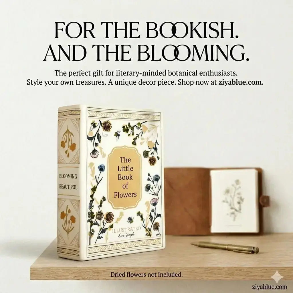 Ceramic Book Vase – The "Flowers" Edition Literary Bloom Lisa Angel Ziya Blue