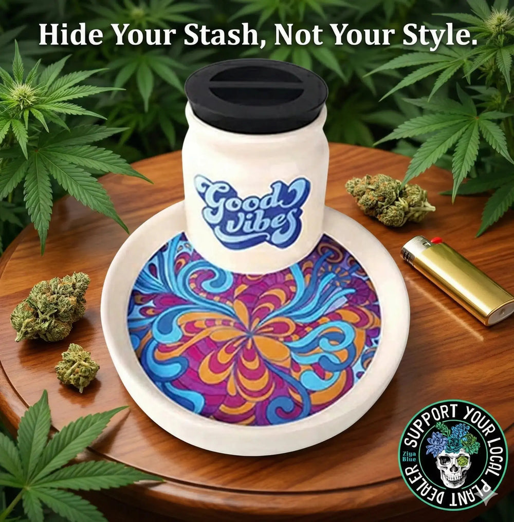 Ceramic Stash and Ash Tray: Good Vibes Rituals ✌️✨ Streamline Ziya Blue