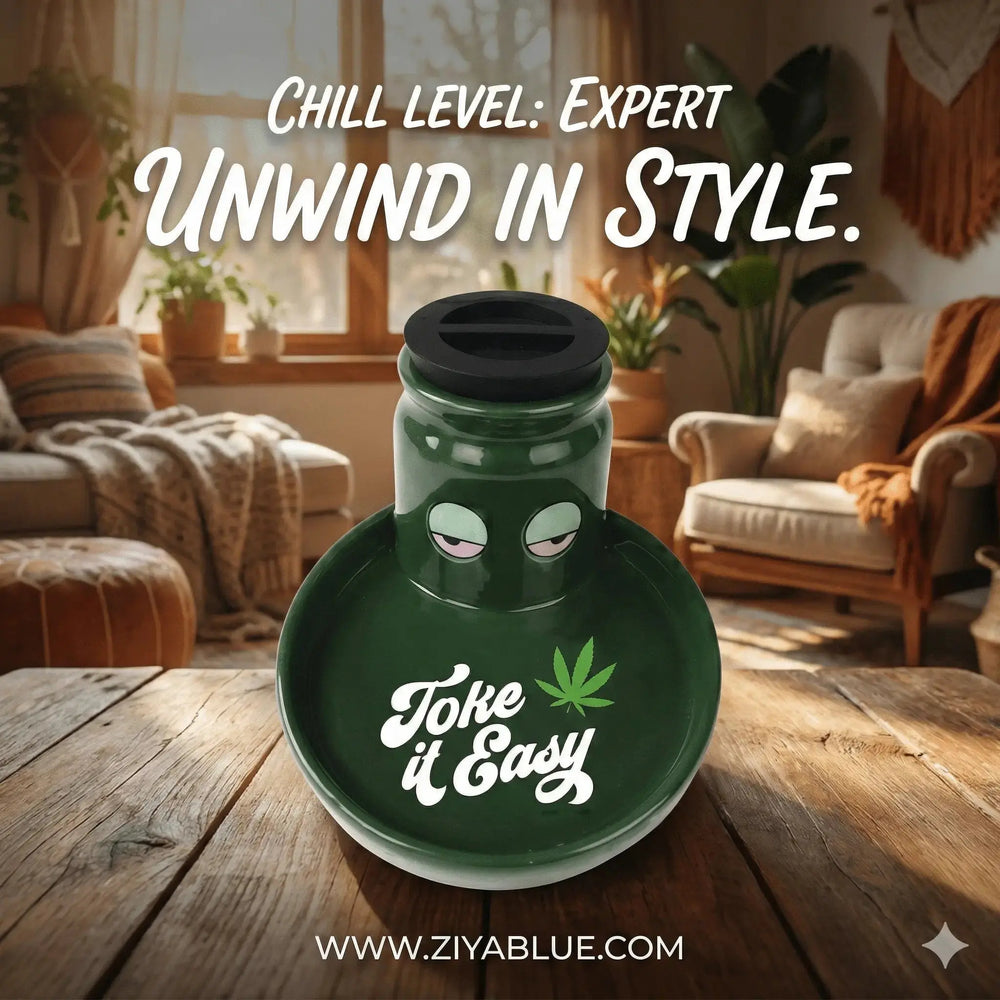 Ceramic Stash and Ash Tray: The Chic Utility Jar Streamline Ziya Blue