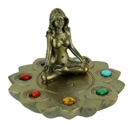 Chakra Incense Burner | Bronze Goddess 2-in-1 Oil Diffuser  Ziya Blue