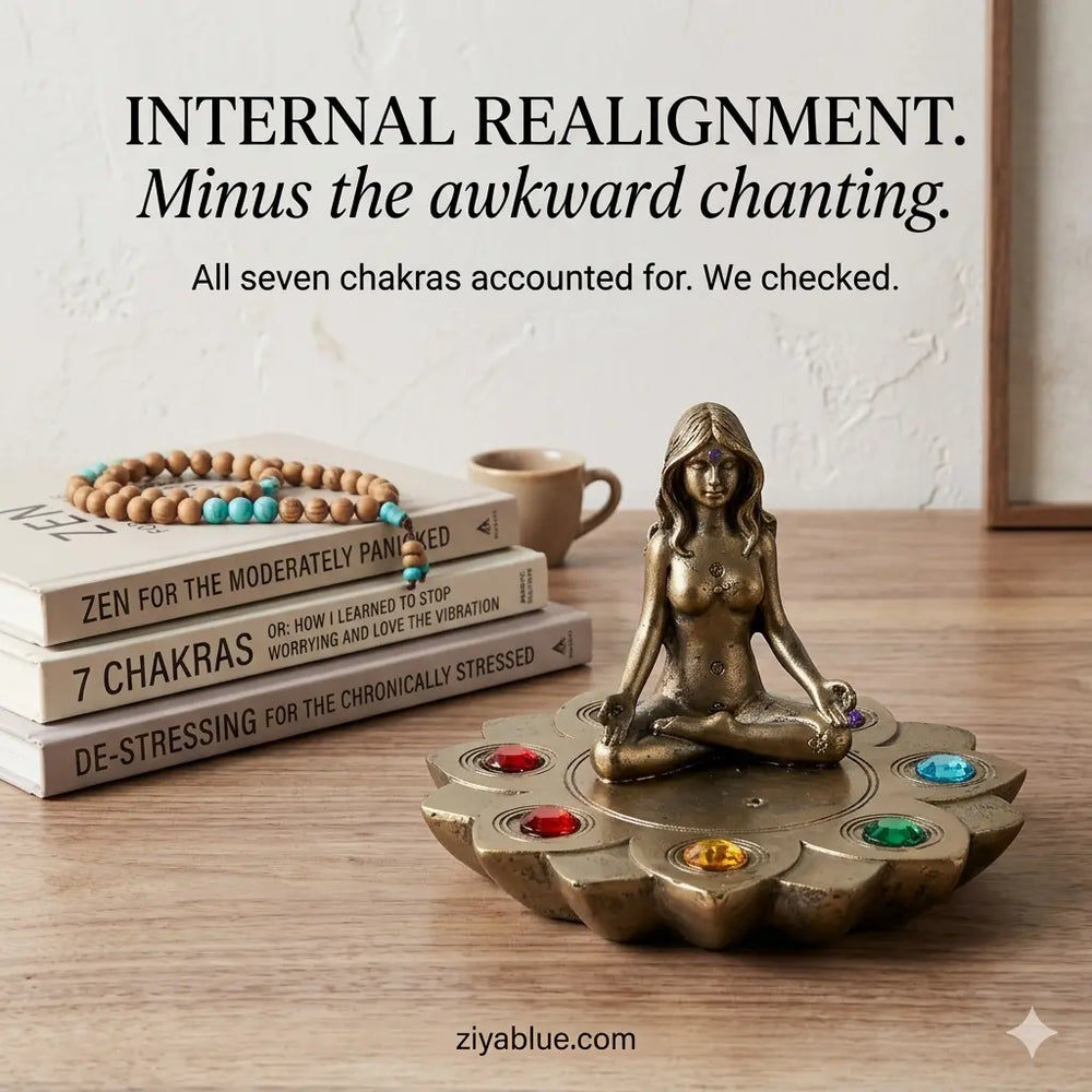 Chakra Incense Burner | Bronze Goddess 2-in-1 Oil Diffuser  Ziya Blue
