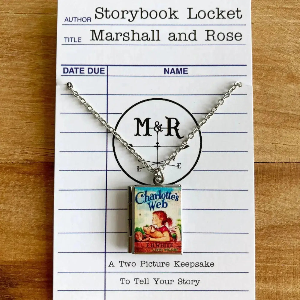 Charlotte’s Web locket– "Some Pig" Necklace Marshall and Rose Ziya Blue