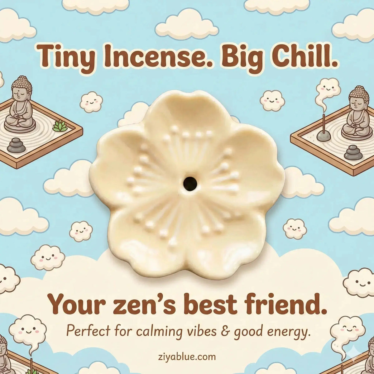 Cherry Blossom Incense Holder - Multiple Colours  Ziya Blue
