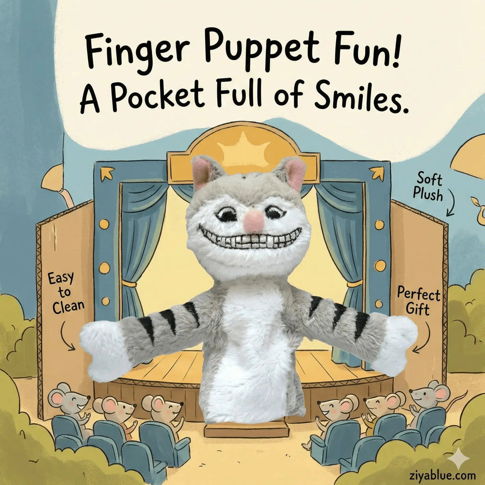 Cheshire Cat Finger Puppet & Magnet |  Mini Plush Unemployed Philosophers Guild Ziya Blue