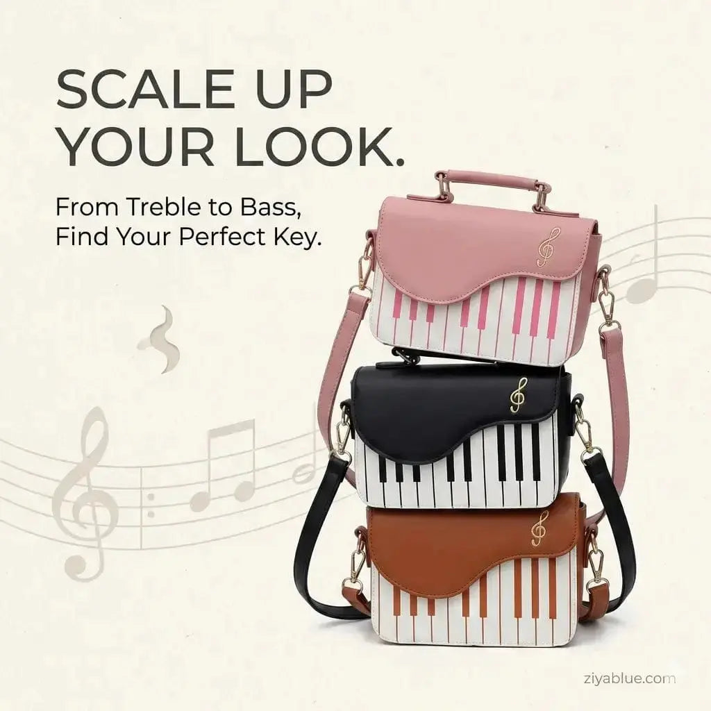 Chic PU Leather Piano Bag | Music-Themed Women's Shoulder Bag Ziya Blue Ziya Blue