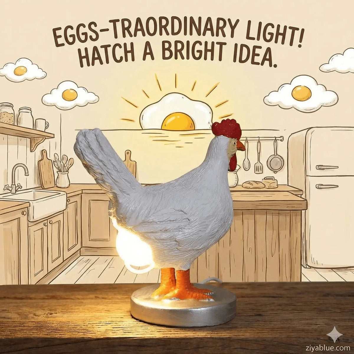 Chicken Egg Lamp - Realistic Farmhouse Decor Ziya Blue Ziya Blue