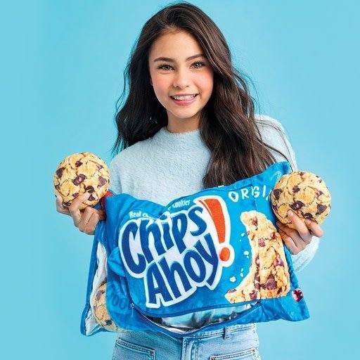 Chips Ahoy Cookie Pillow – 18" Interactive Fleece Bag Iscream Ziya Blue