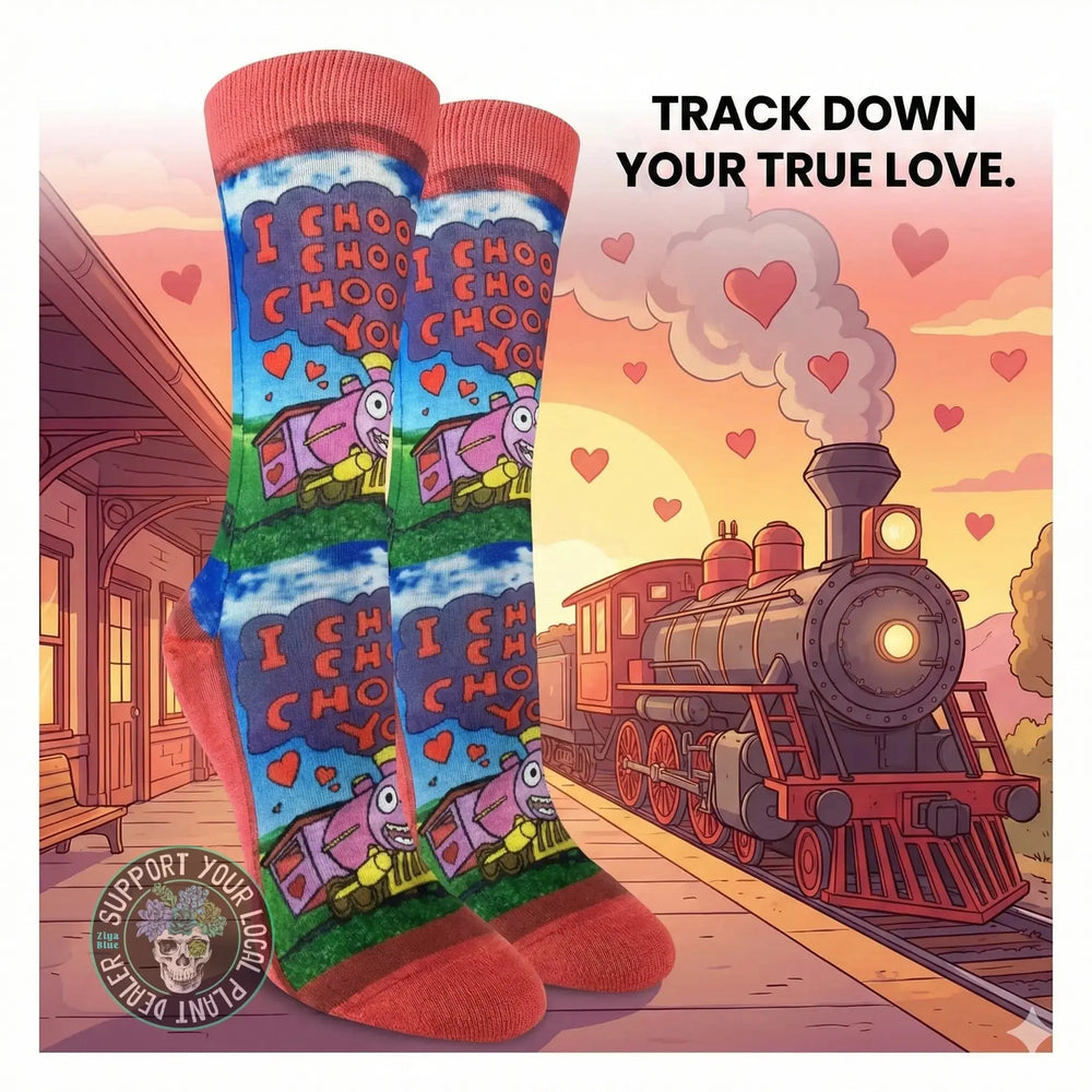 Choo Choo Choose You Socks: Full Steam Ahead Good Luck Sock Ziya Blue