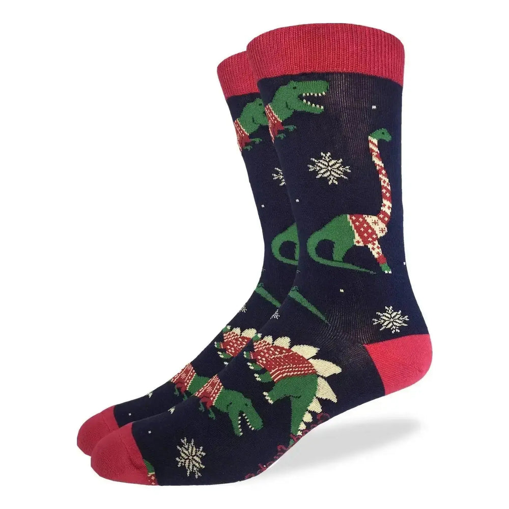 Christmas Sweater Dinosaur Socks: A Festive Roar Good Luck Sock Ziya Blue
