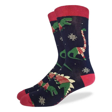 Christmas Sweater Dinosaur Socks: A Festive Roar Good Luck Sock Ziya Blue