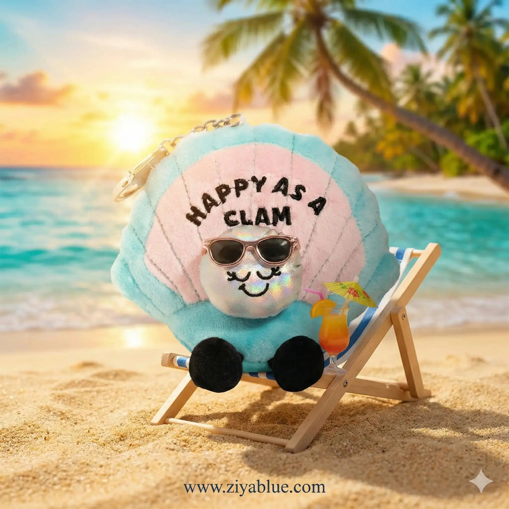 Clam Plush Bag Charm: The Happy as a Clam Accessory Punchkins Ziya Blue