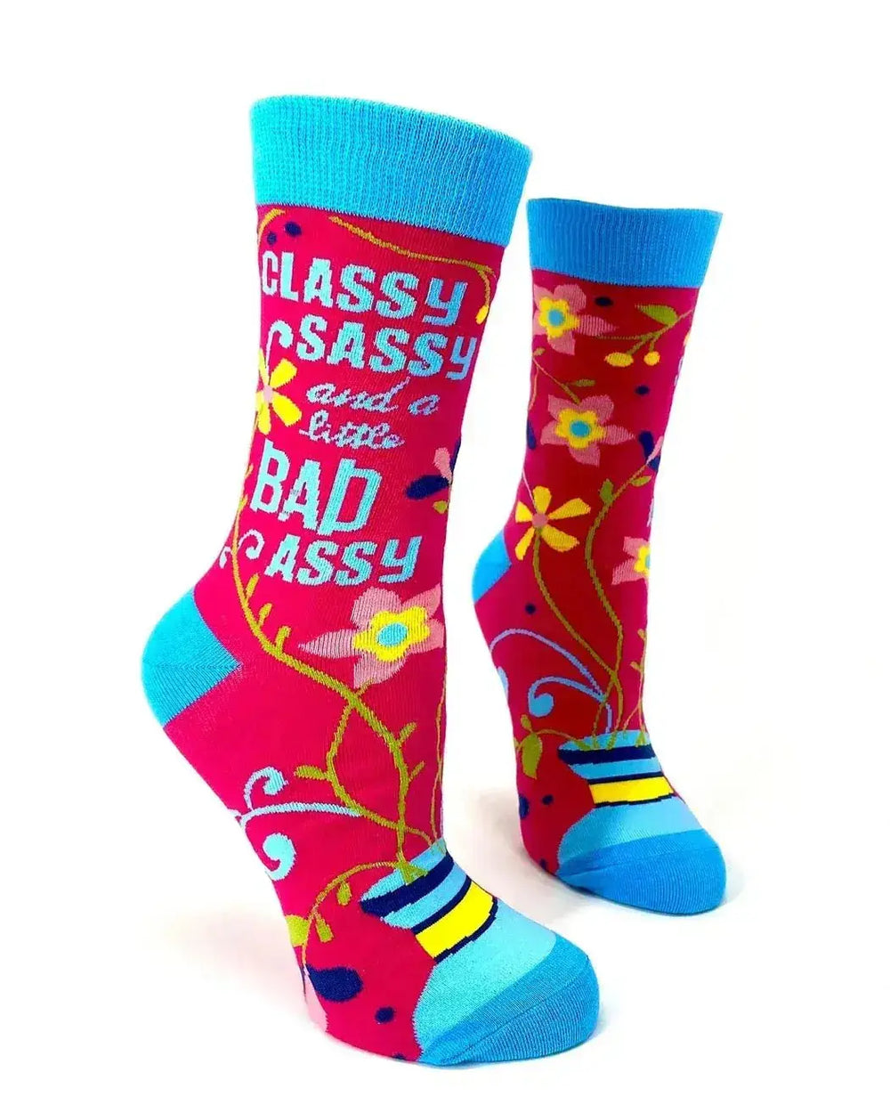 Classy Sassy Womens Socks: Bad Assy Crew Fabdaz Ziya Blue