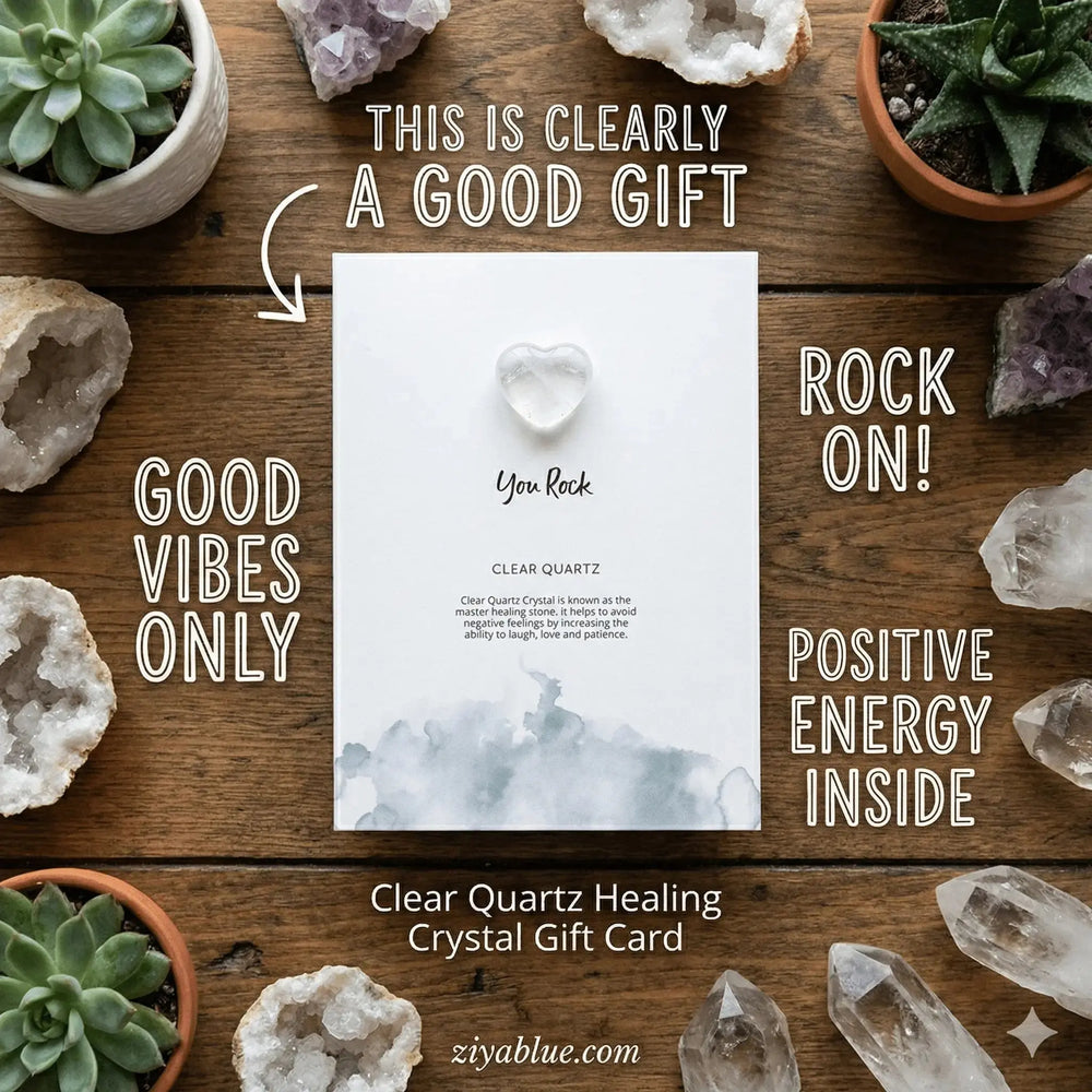 Clear Quartz Heart Card | "You Rock" Keepsake Greeting Something Different Ziya Blue