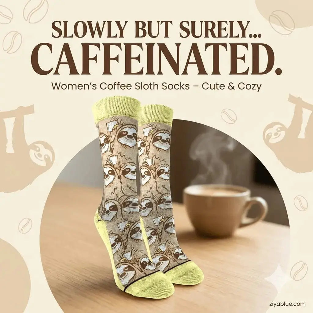 Coffee Sloth Socks: A Cute Gift Good Luck Sock Ziya Blue