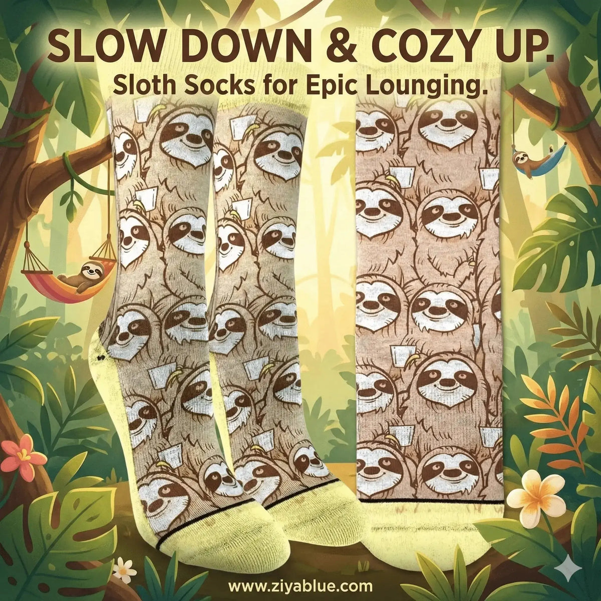 Coffee Sloth Socks: A Cute Gift Good Luck Sock Ziya Blue