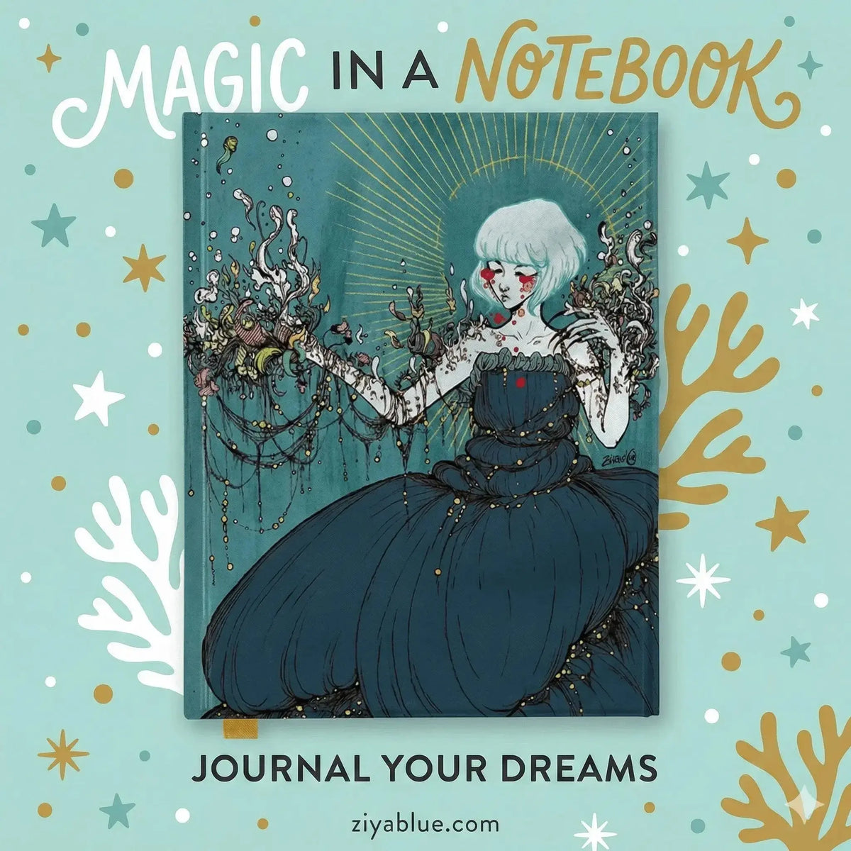 Cold Spring Foiled Journal | Broci Floral Bloom Notebook  Ziya Blue