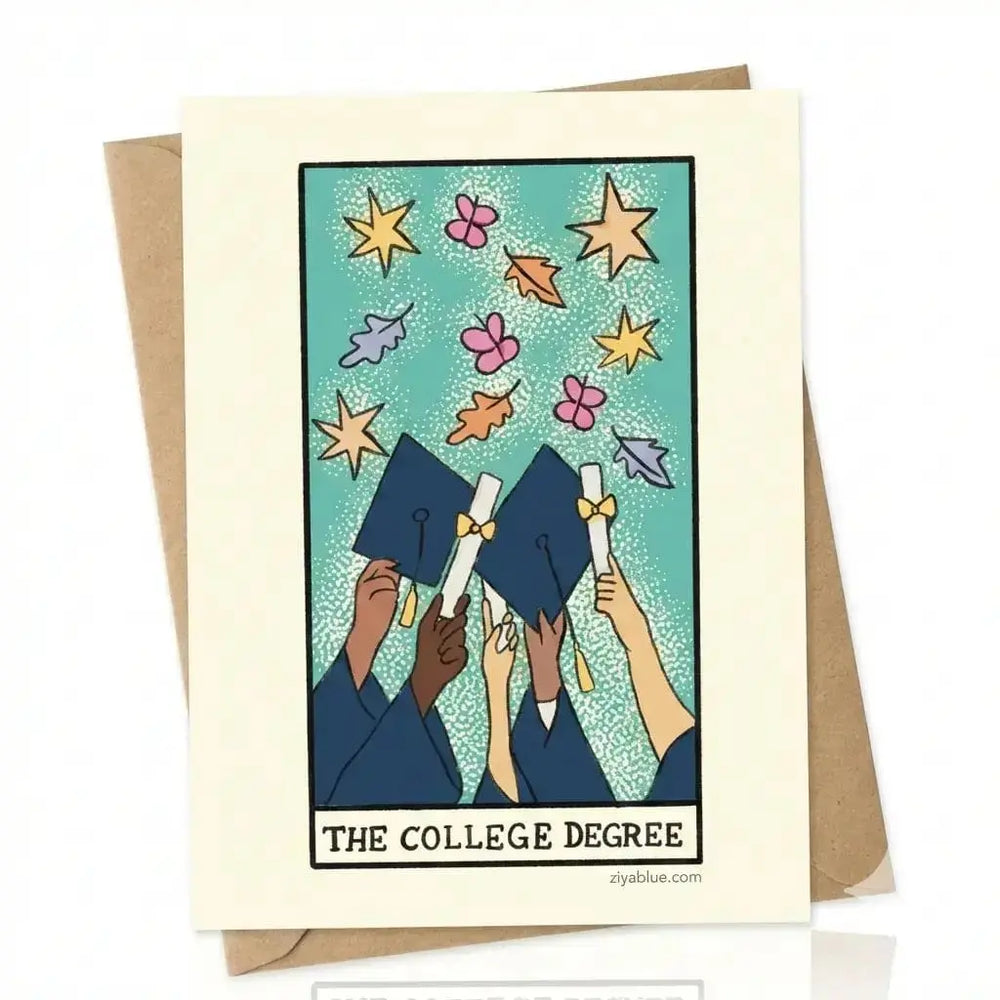College Graduation Card | Tarot-Themed Degree Greeting Big Moods Ziya Blue