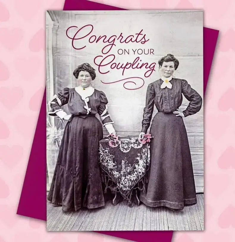 Congrats on Your Coupling: The Ultimate Lesbian Wedding Card Kweer Cards Ziya Blue