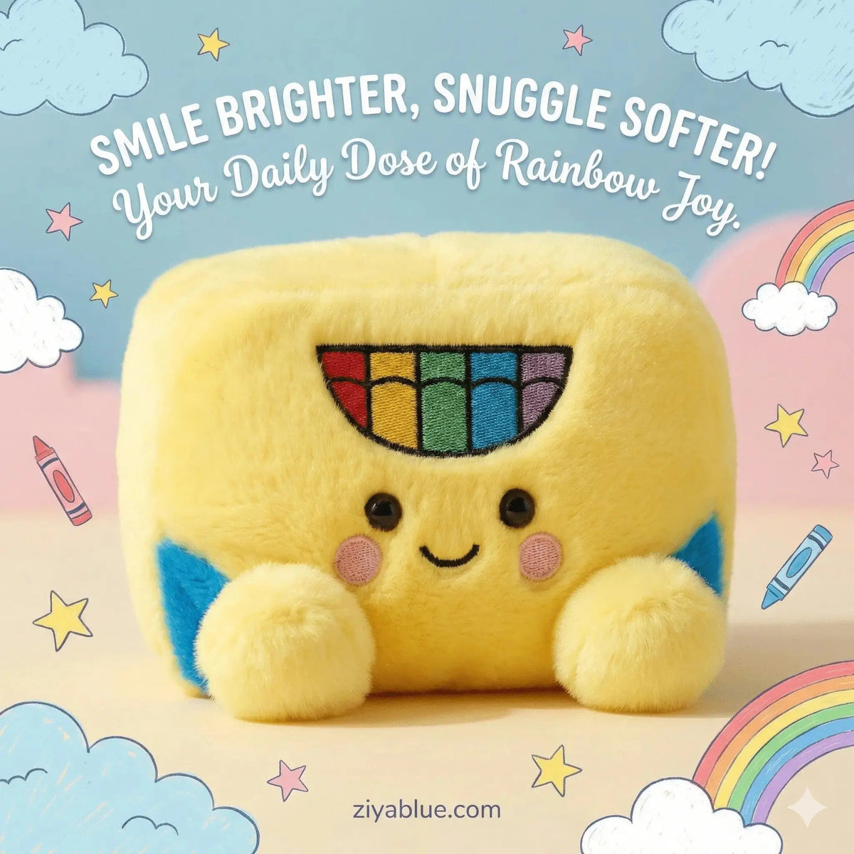 Crayon Box Plush | Palm Pals "Doodle" 5" Weighted Desk Toy Aurora Ziya Blue