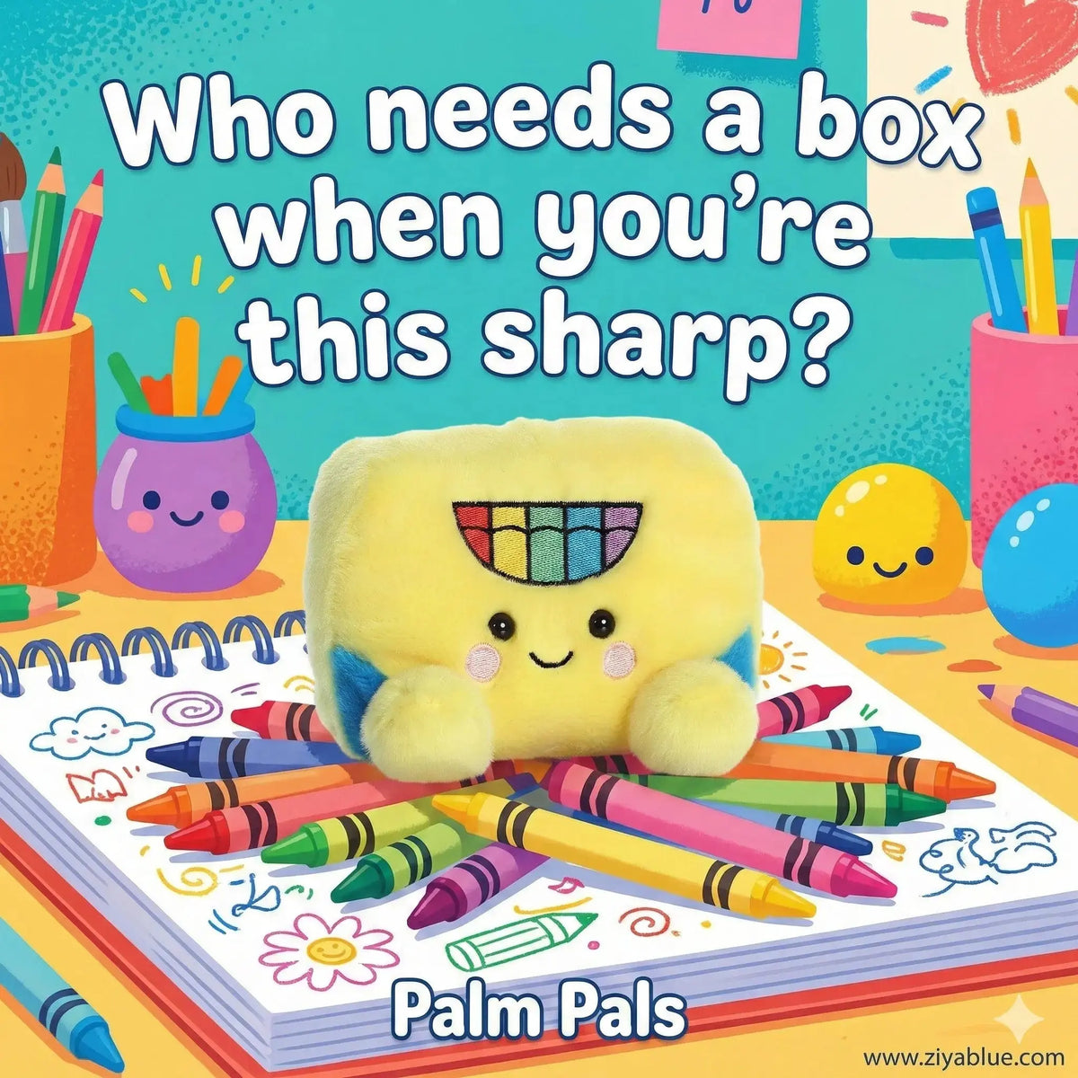 Crayon Box Plush | Palm Pals "Doodle" 5" Weighted Desk Toy Aurora Ziya Blue