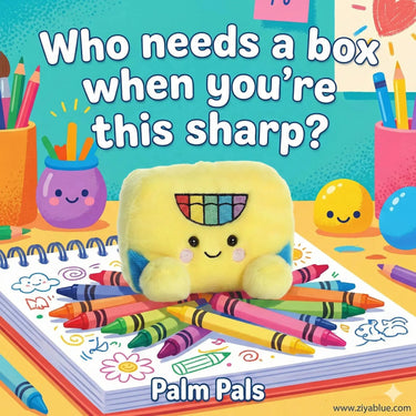 Crayon Box Plush | Palm Pals "Doodle" 5" Weighted Desk Toy Aurora Ziya Blue