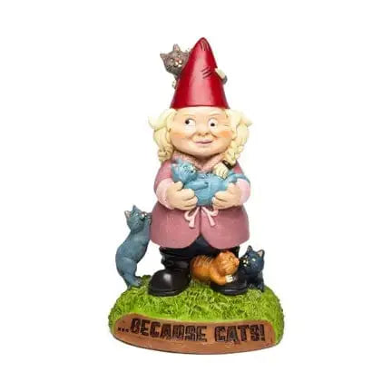 Crazy Cat Lady Lawn Gnome | The Feline Queen of the Garden Big Mouth Ziya Blue