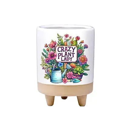 Crazy Plant Lady Planter - 5" Ceramic Floral Pot Faire Ziya Blue