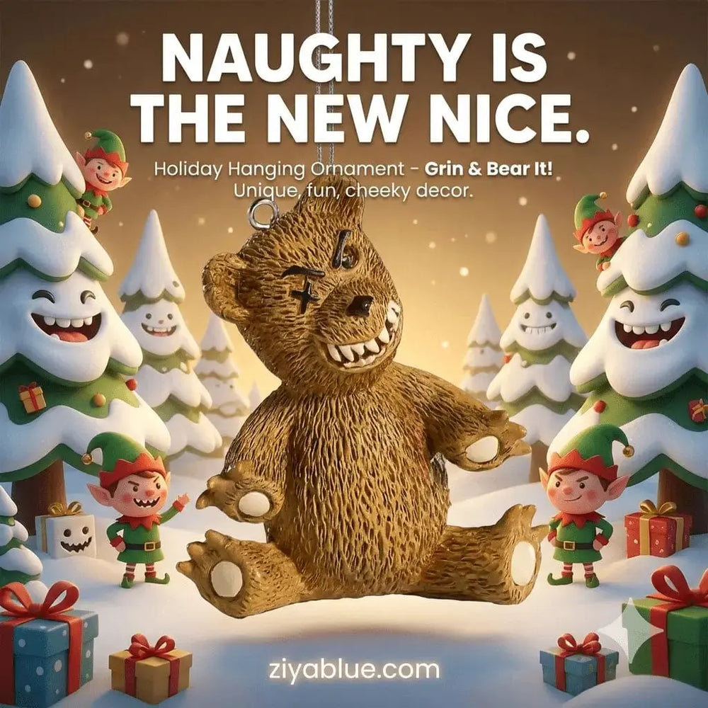 Creepy Teddy Ornament Horrornaments Ziya Blue
