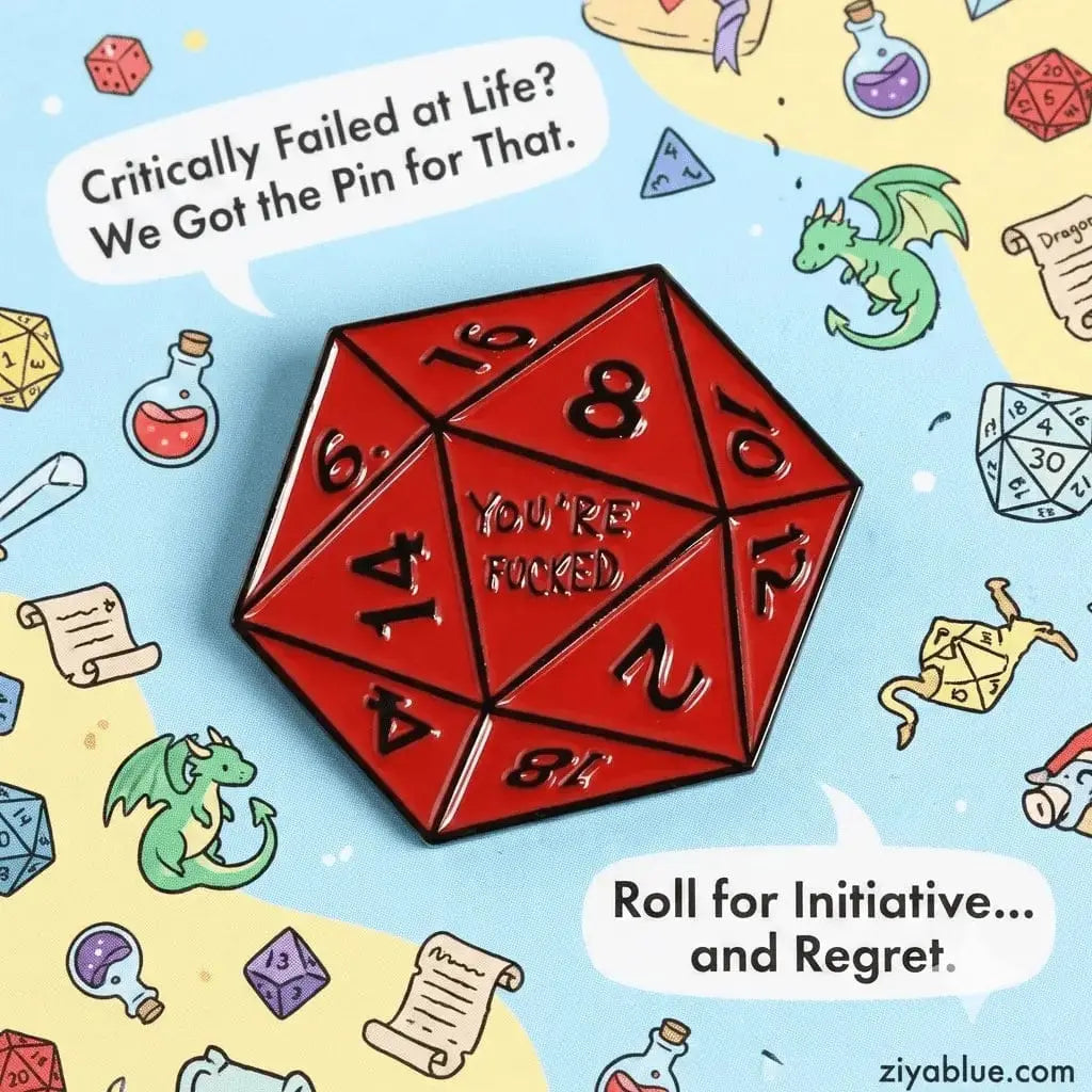 Critical Fail D20 Pin - Natural 1? More Like Natural Run Ziya Blue Ziya Blue