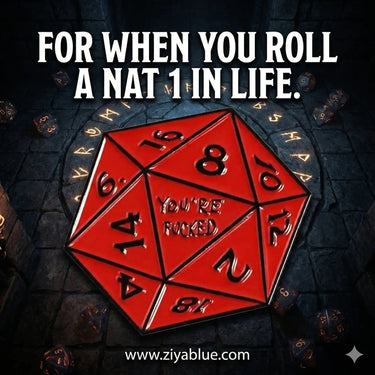 Critical Fail D20 Pin - Natural 1? More Like Natural Run Ziya Blue Ziya Blue