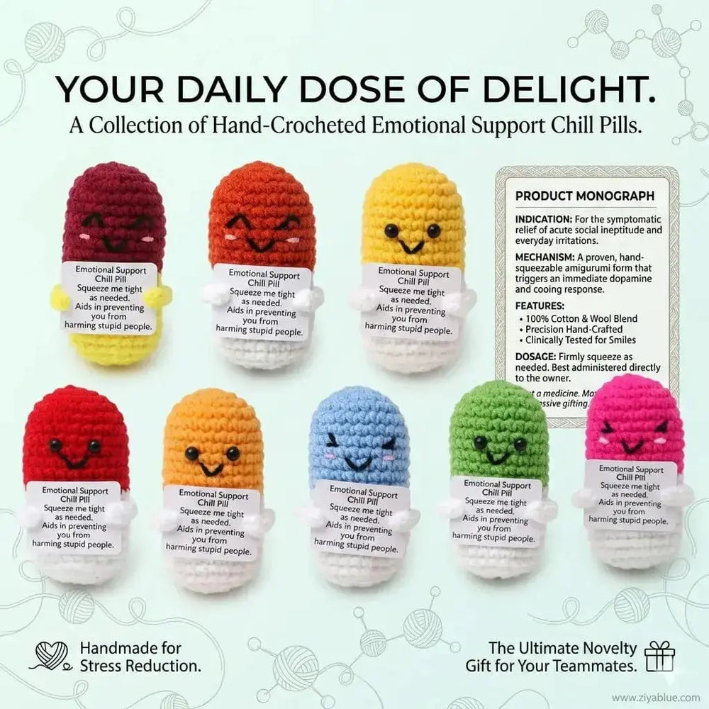 Crochet Chill Pill Desk Toy Ziya Blue Ziya Blue