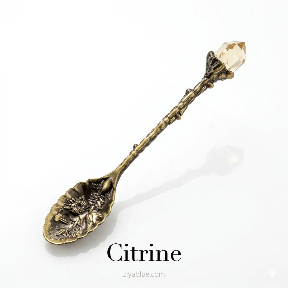 Crystal Edged Spoon – Boho Coffee & Ritual Decorative Tea Spoon  Ziya Blue