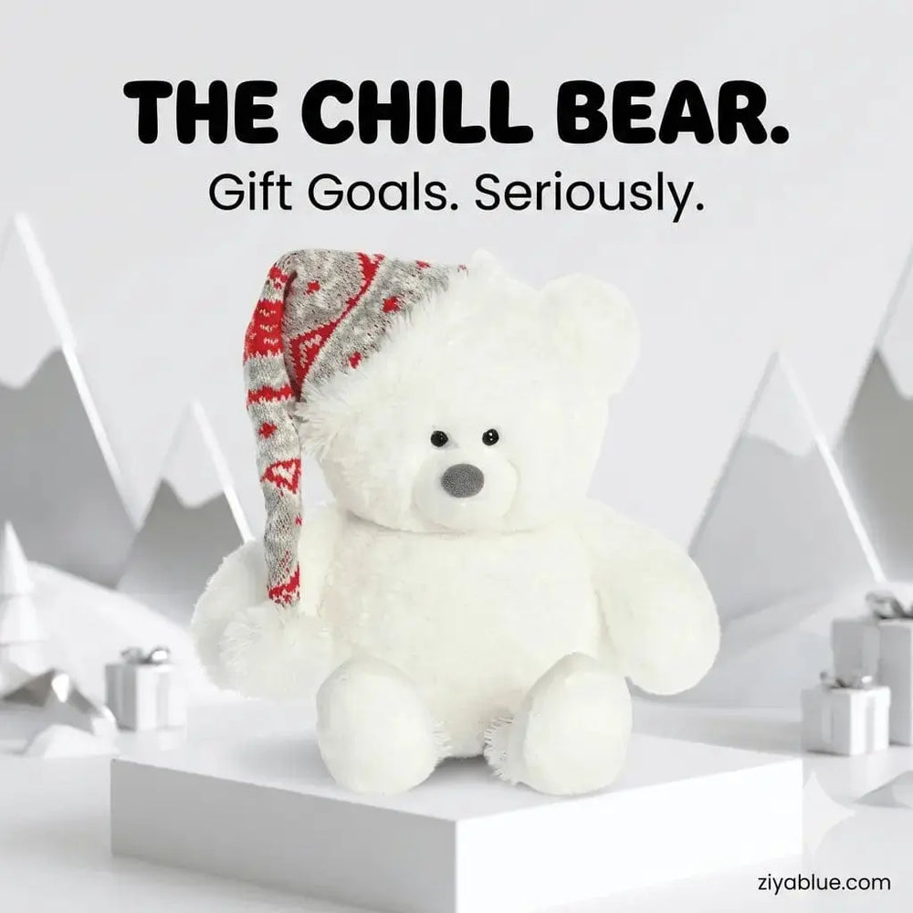 Crystal Snowball Bear: 15-Inch Holiday White Bear ❄️🐻 Aurora Ziya Blue