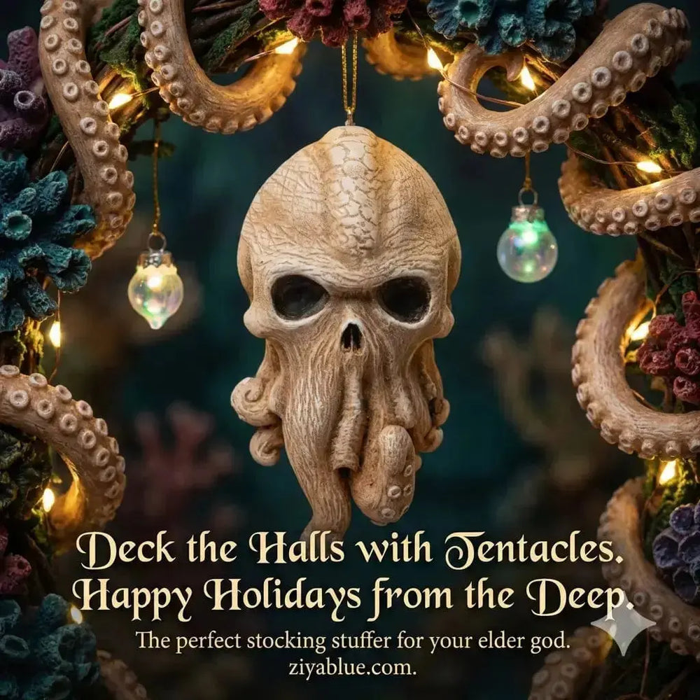 Cthulhu Flatback Ornament: Horror Skull Decor Horrornaments Ziya Blue