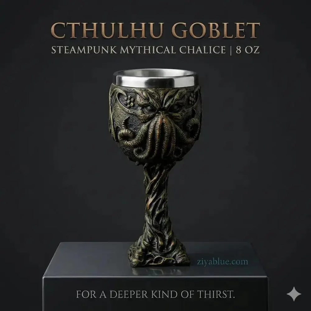 Cthulhu Goblet: Steampunk Mythical Chalice Pacific Giftware Ziya Blue