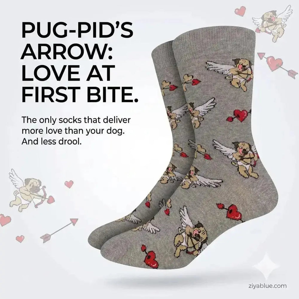 Cupid Pug Socks: A Funny Gift Good Luck Sock Ziya Blue