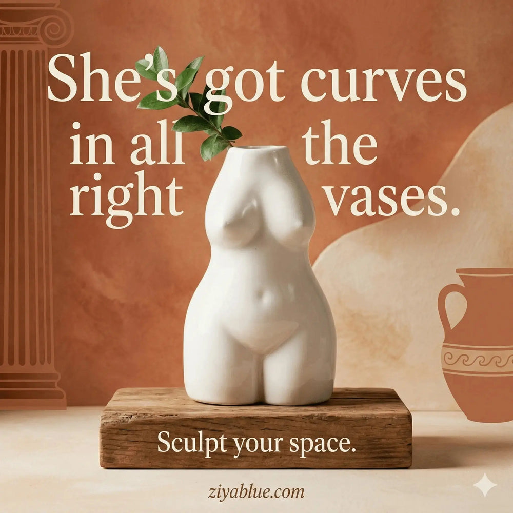 Curvy Ceramic Vase (4.75") | Body Positivity Faire Ziya Blue