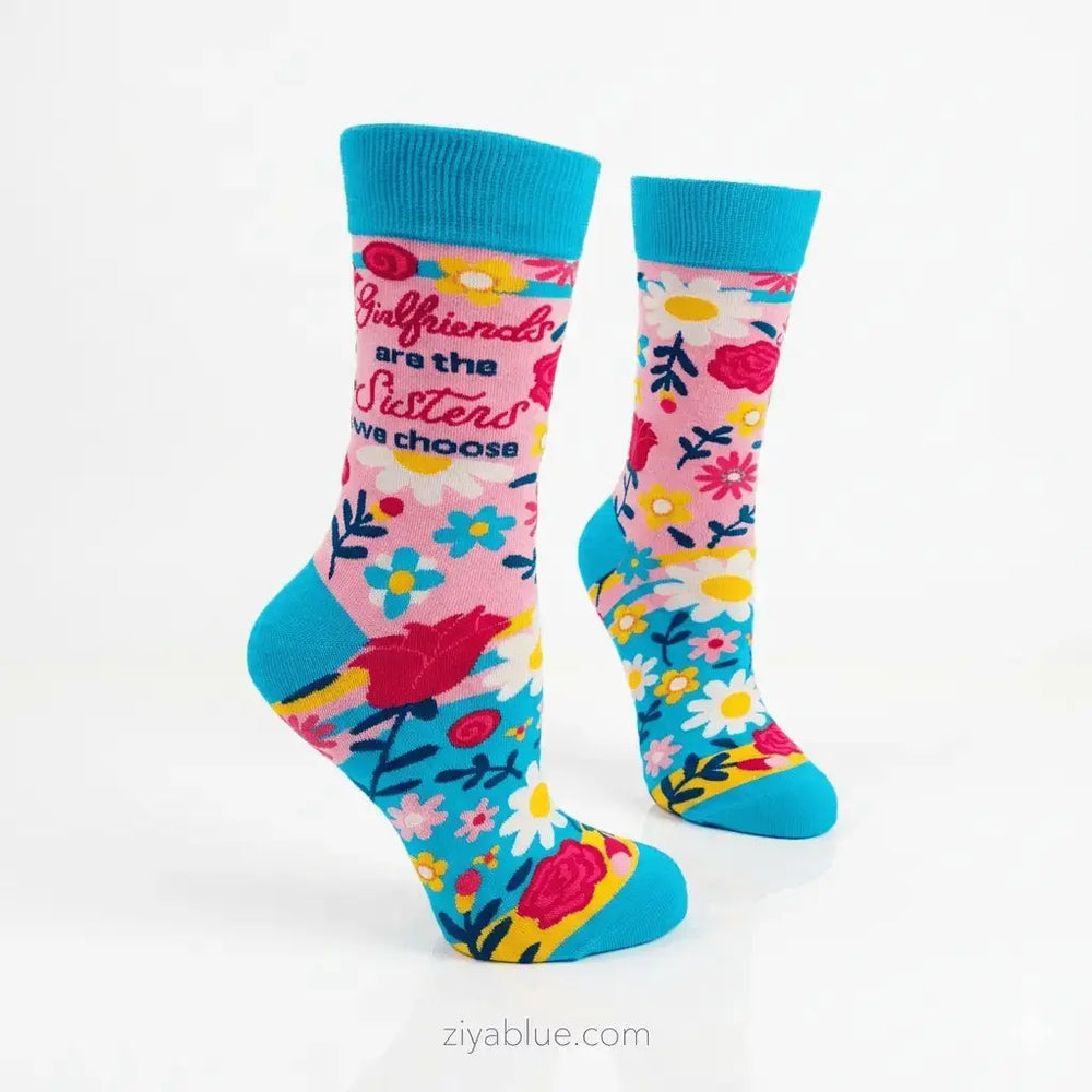 Cute Best Friend Socks: Sisters We Choose Women's Crew  Ziya Blue
