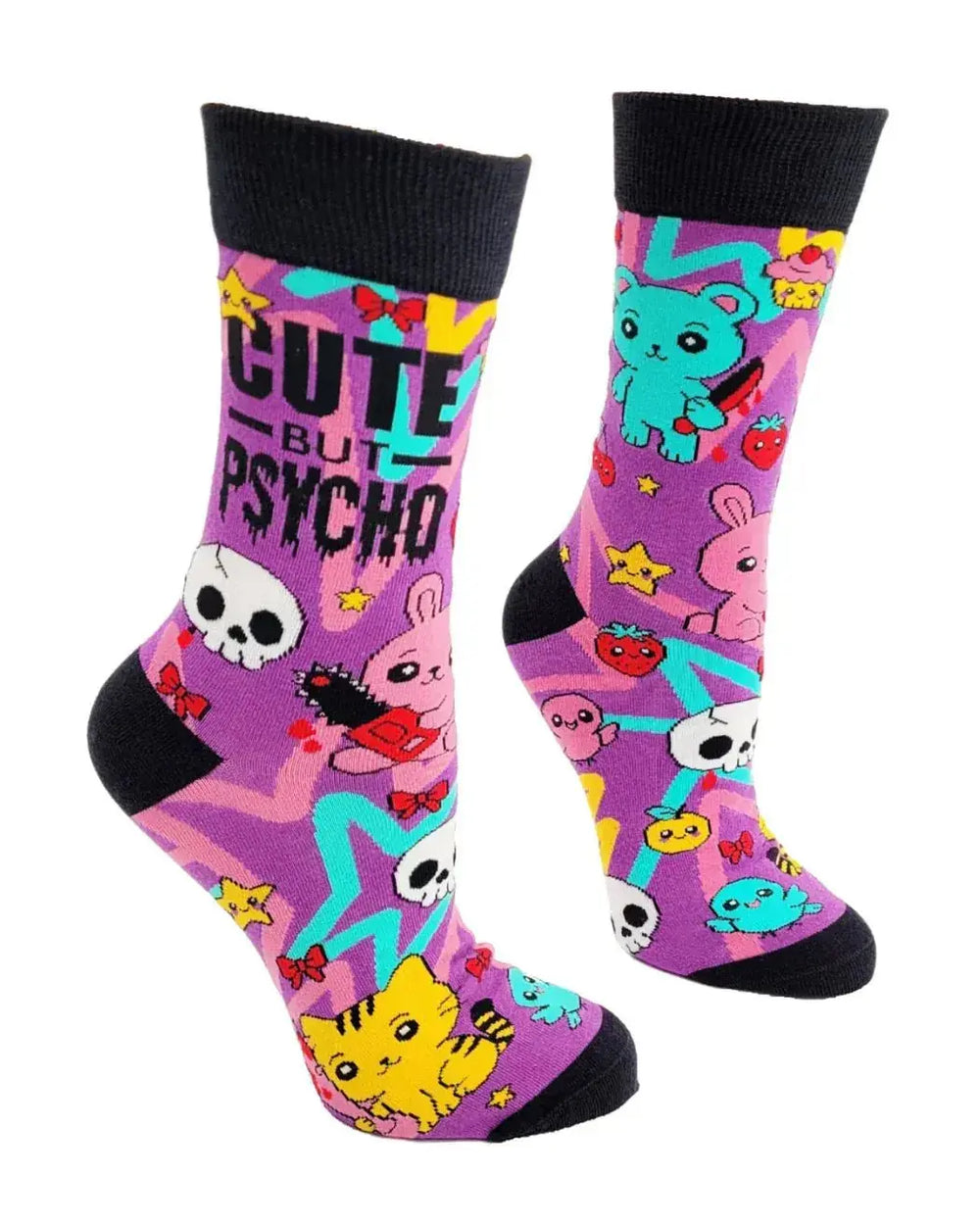 Cute But Psycho Socks: Funny Womens Crew Fabdaz Ziya Blue