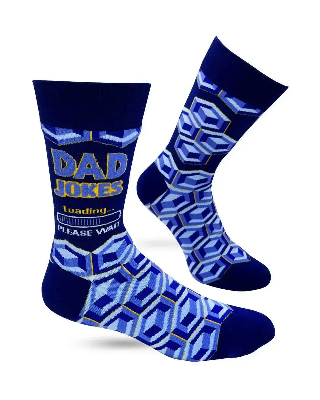 Dad Jokes Loading Socks: Mens Novelty Crew Fabdaz Ziya Blue