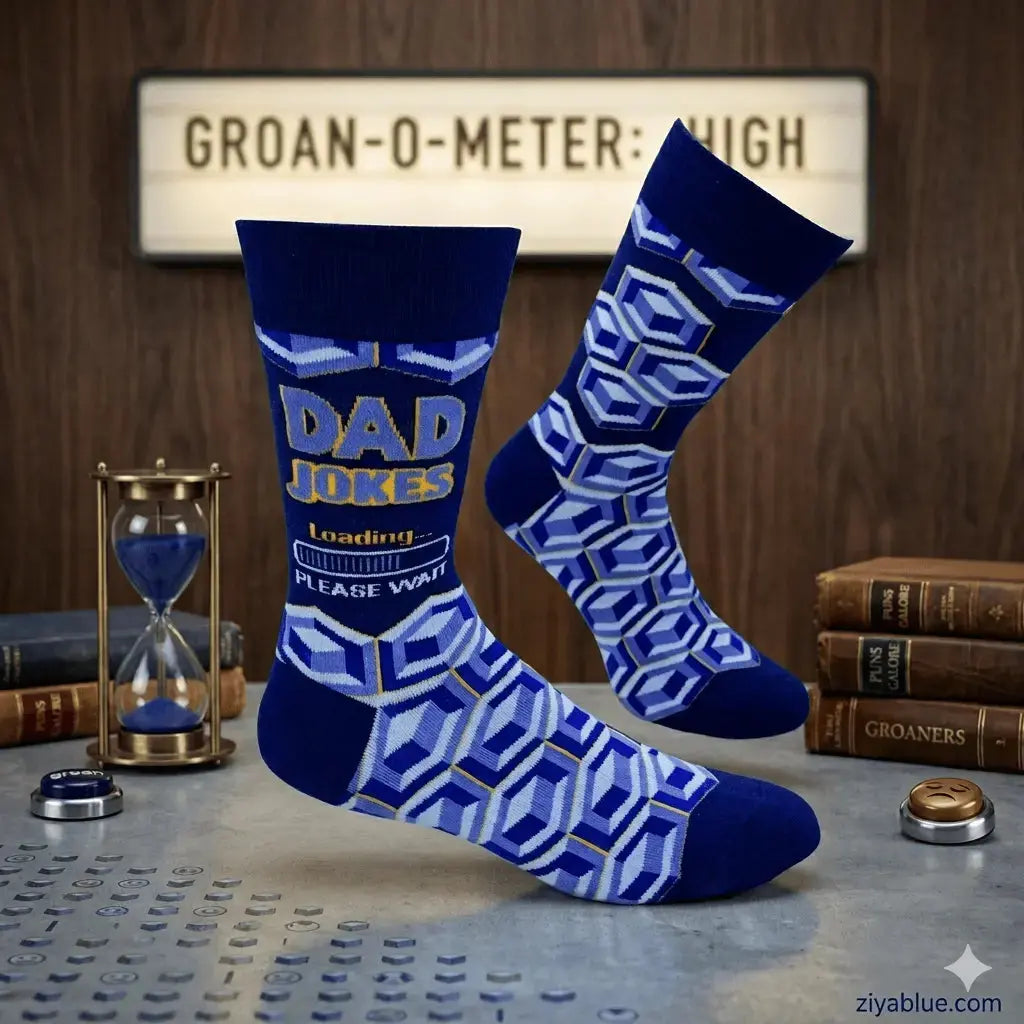 Dad Jokes Loading Socks: Mens Novelty Crew Fabdaz Ziya Blue