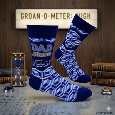 Dad Jokes Loading Socks: Mens Novelty Crew Fabdaz Ziya Blue