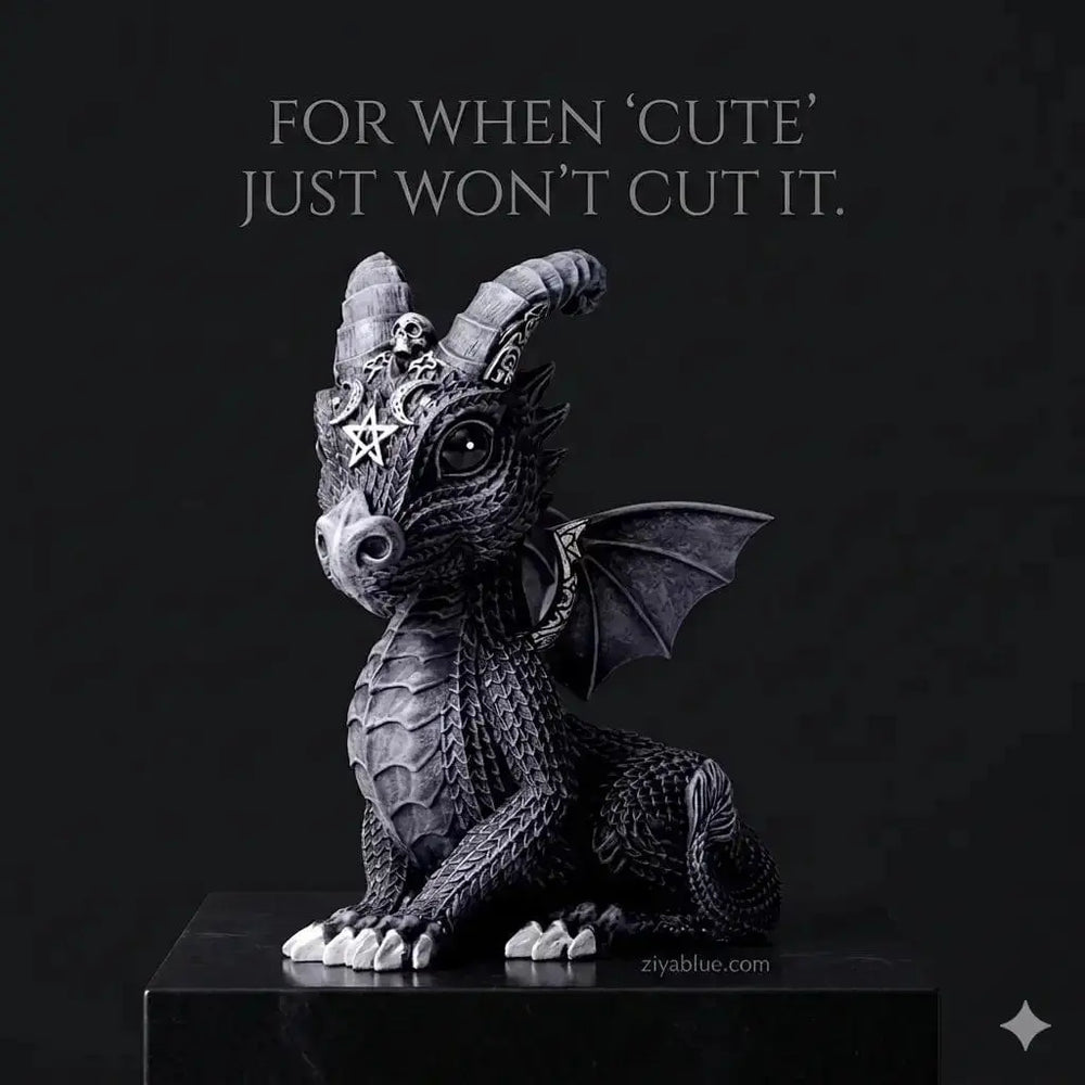 Dark Dragon Figurine: Gothic Occult Guardian Ziya Blue Ziya Blue