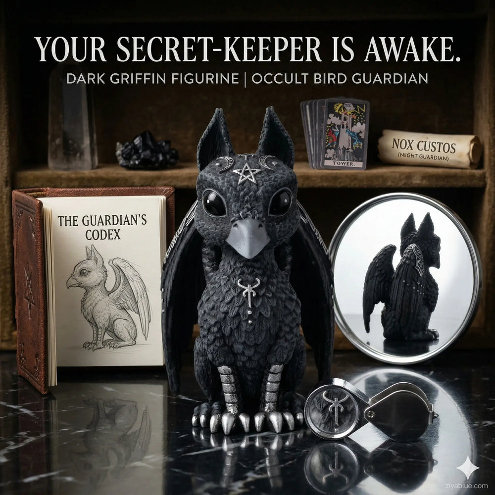 Dark Griffin Figurine | Occult Bird Guardian | Gothic Mythical Statue  Ziya Blue