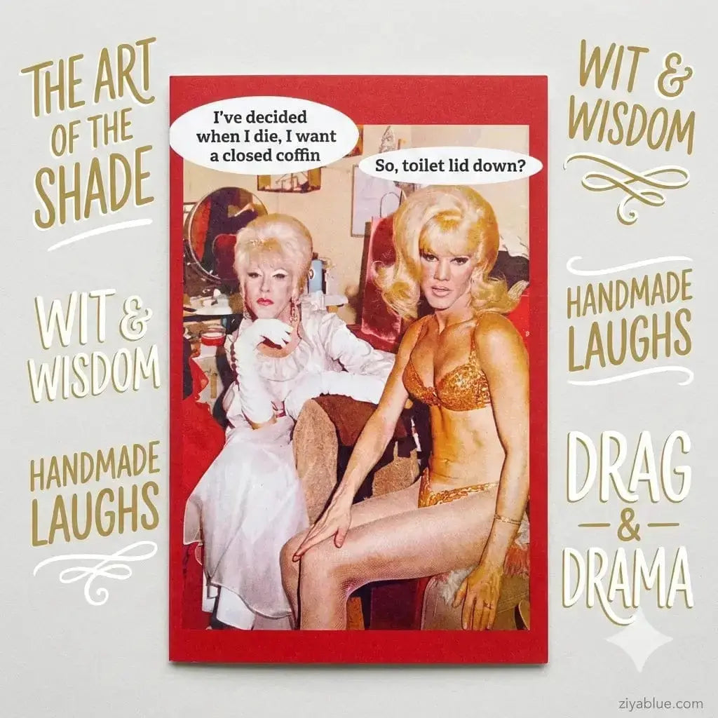 Dark Humor Birthday Card | Funny Closed Coffin Greeting Jacs Studio Toronto Ziya Blue