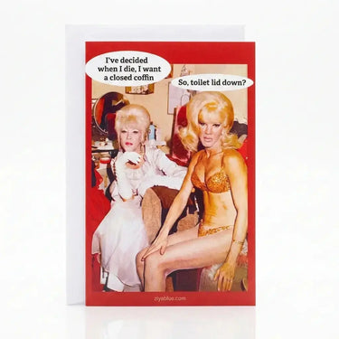 Dark Humor Birthday Card | Funny Closed Coffin Greeting Jacs Studio Toronto Ziya Blue