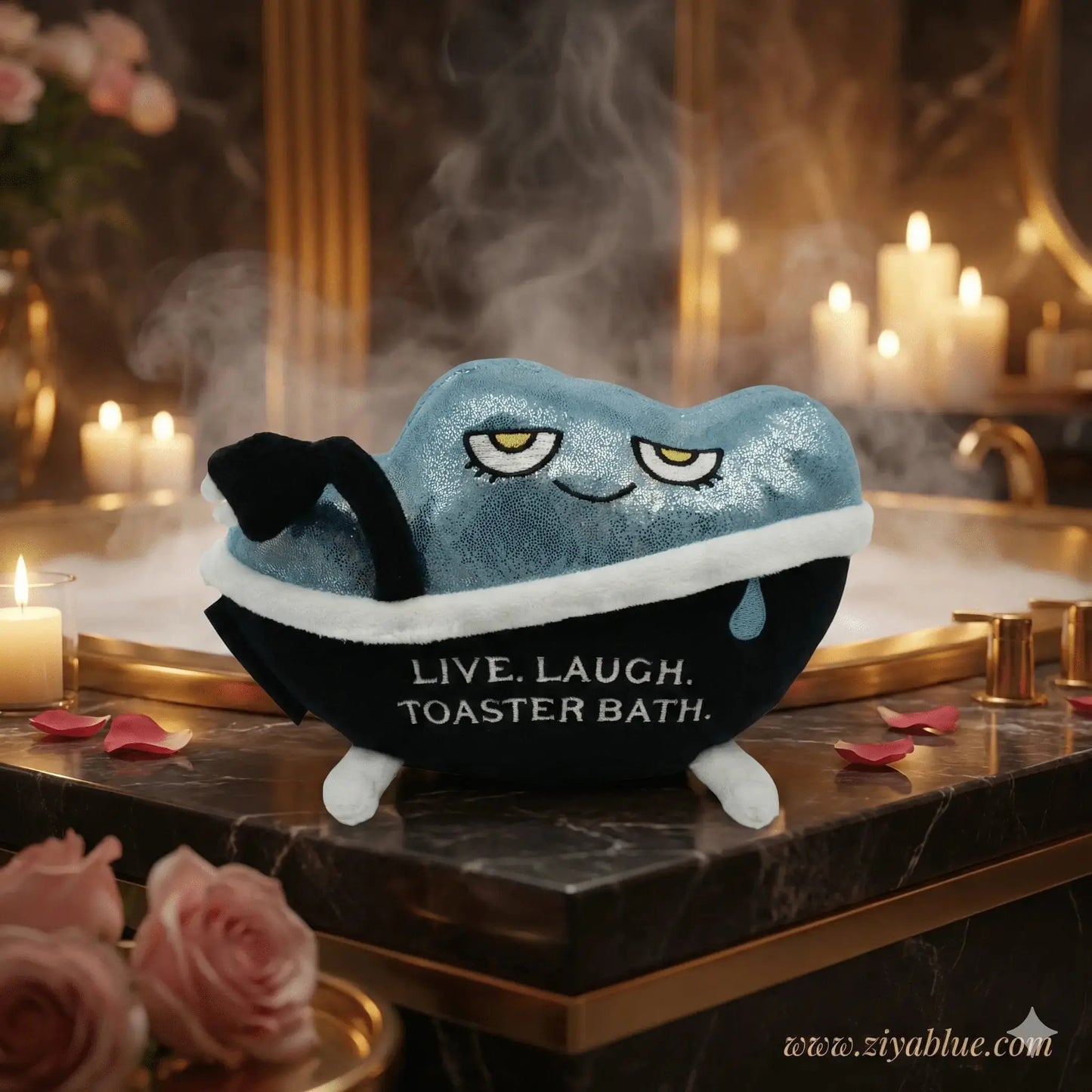 Dark Humor Toaster Plush - Live. Laugh. Toaster Bath. Punchkins Ziya Blue