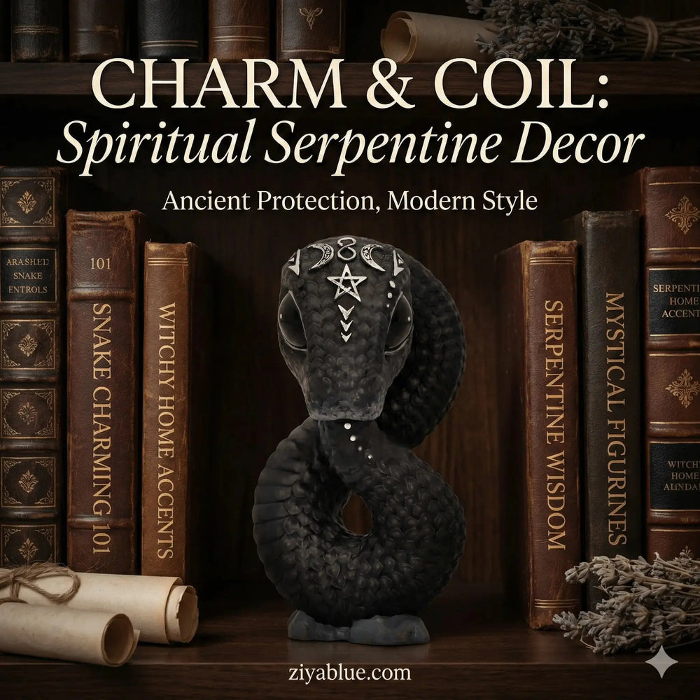 Dark Serpent Figurine | Gothic Occult Snake Statue Ziya Blue Ziya Blue