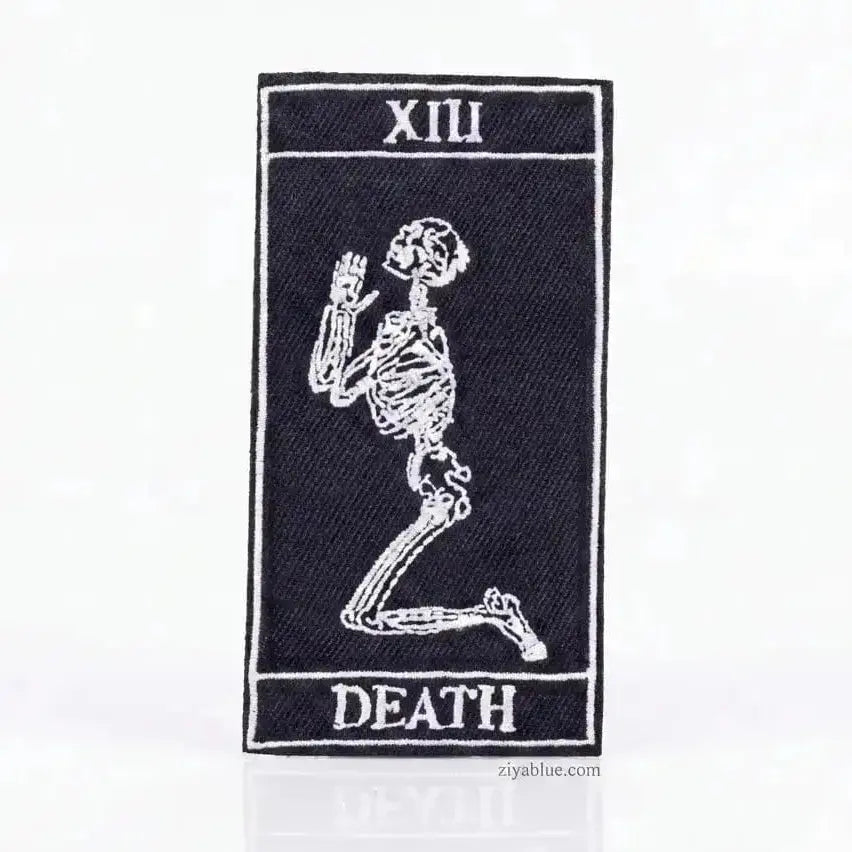 Death Skeleton Tarot Patch: Macabre Iron-On  Ziya Blue